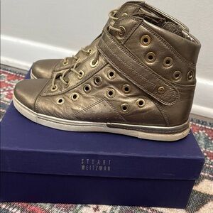 Stuart Weitzman Gold High-Top Sneakers
